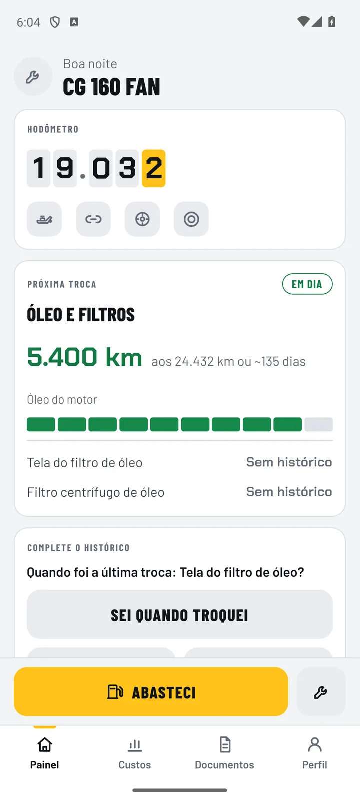 Painel do Bauleto no modo claro