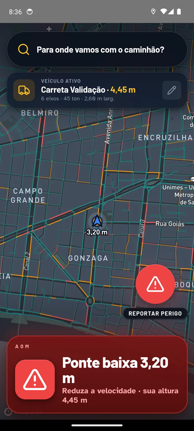 Alerta de ponte baixa