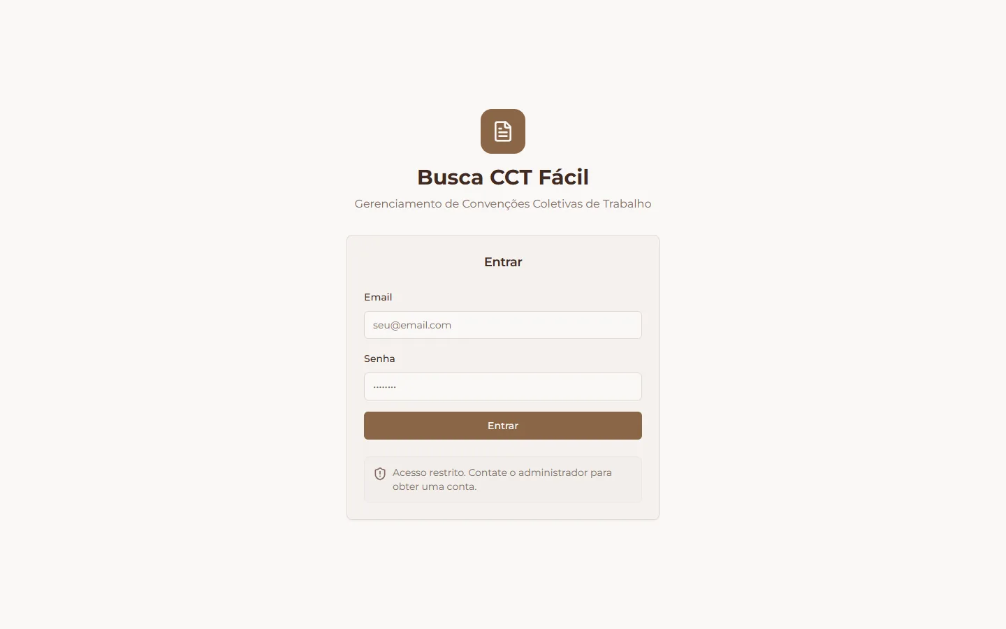 Acesso ao Busca CCT Fácil