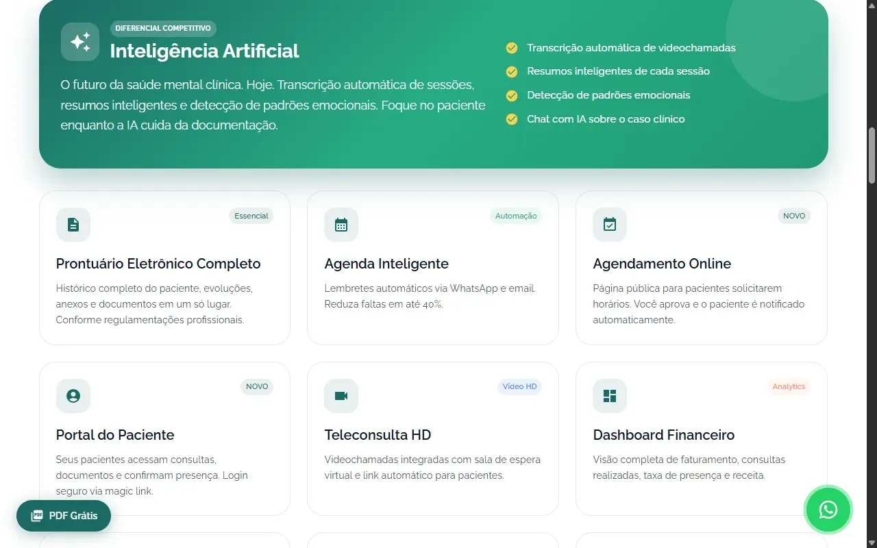 Recursos da plataforma