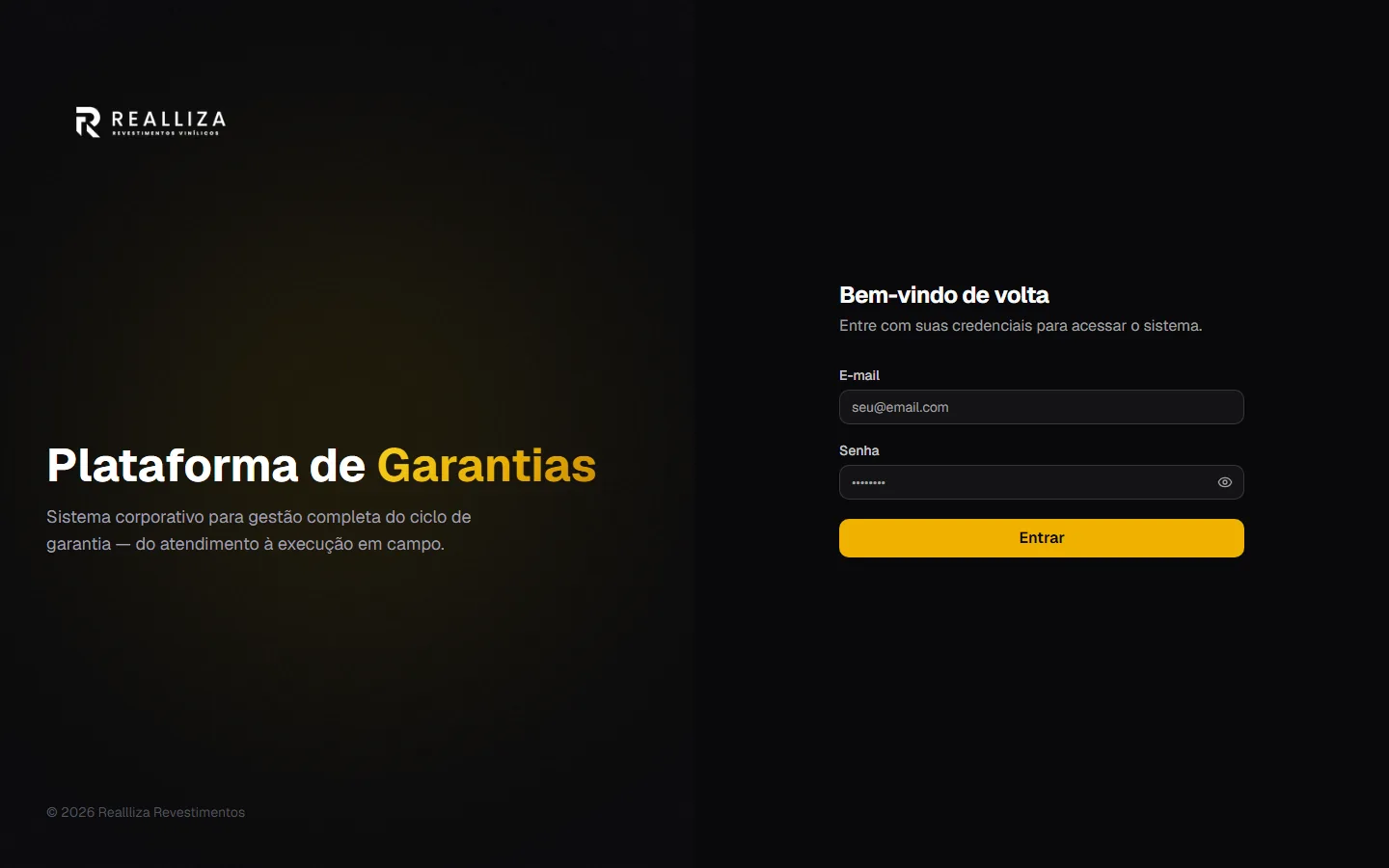 Login da plataforma